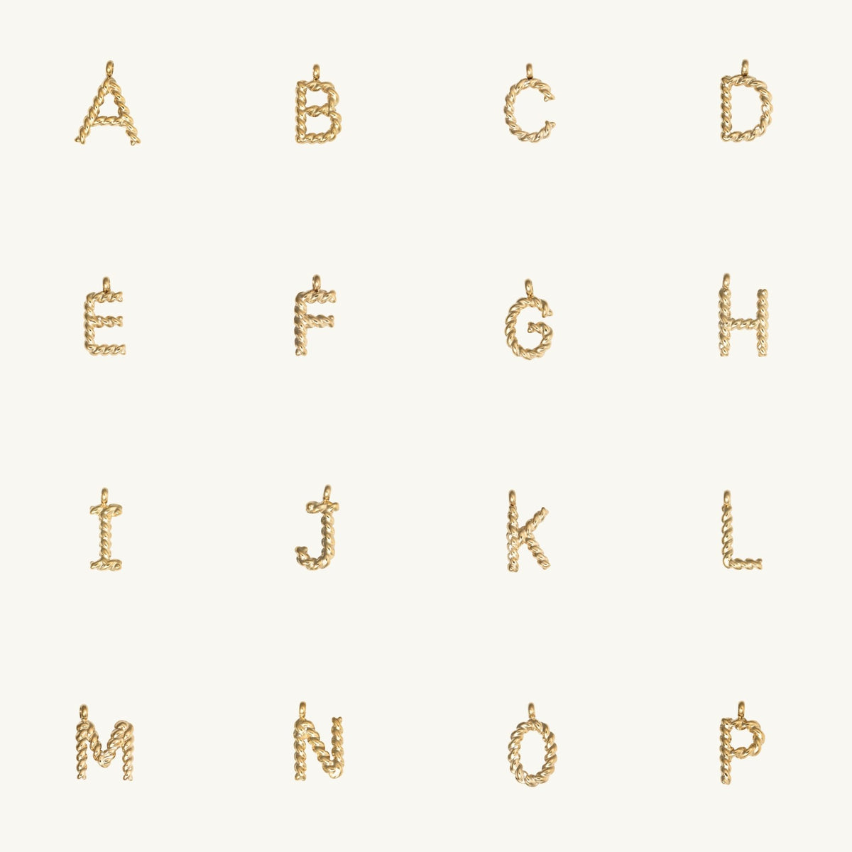 Rope letter charms A to P By Lumine