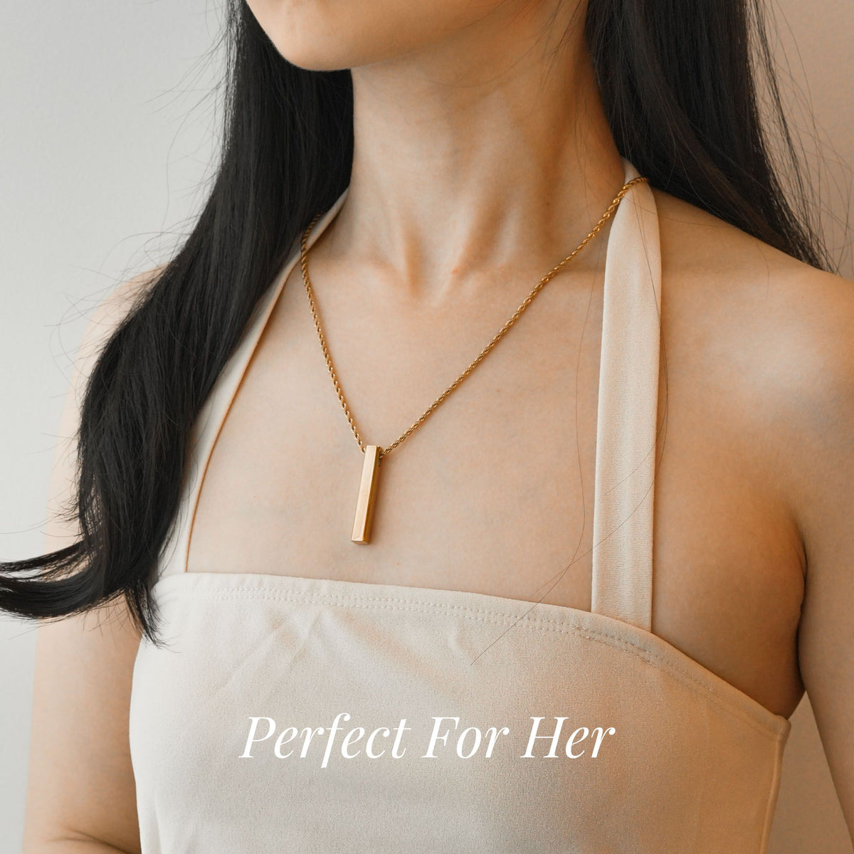 Custom Bar Necklace alternate angle By Lumine