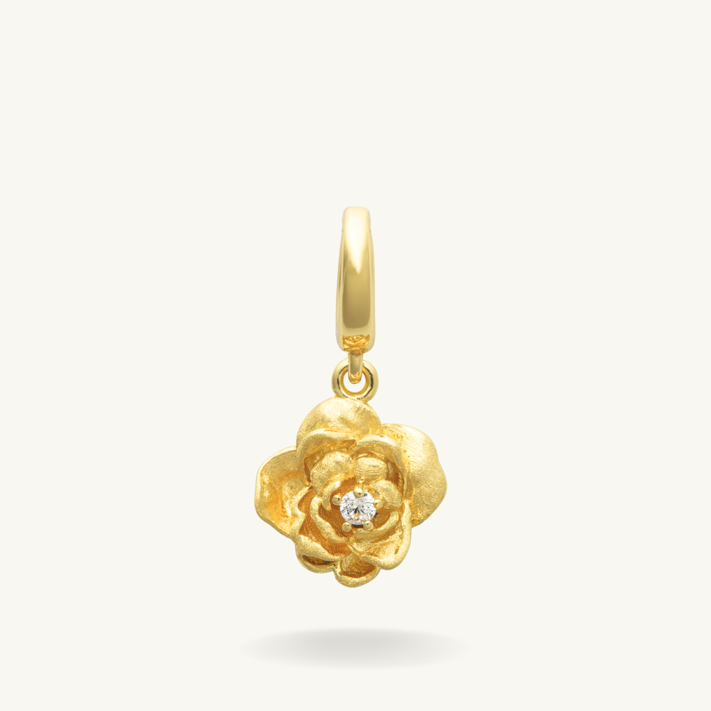 rose birth flower june clip charm gold vermeil