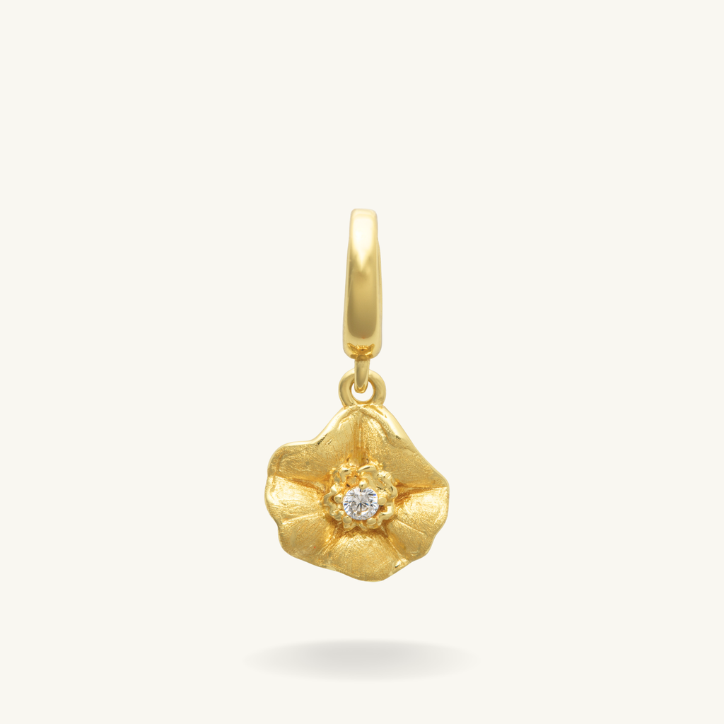 birth flower september clip charm gold vermeil