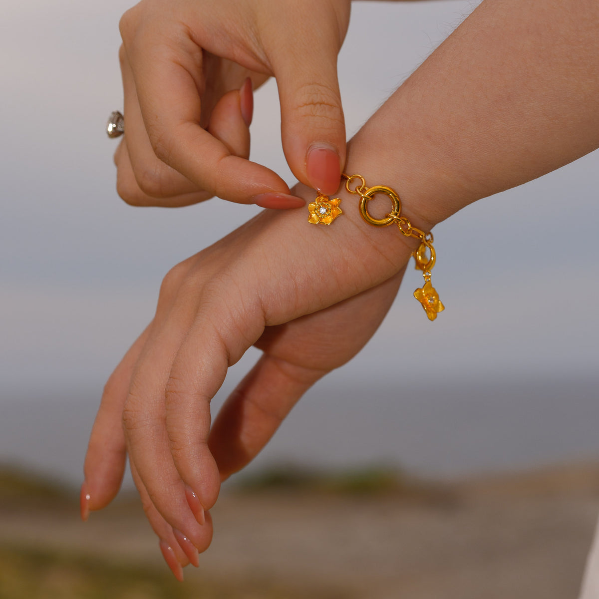 Narcissus Birth Flower Clip Charm - December styled view By Lumine