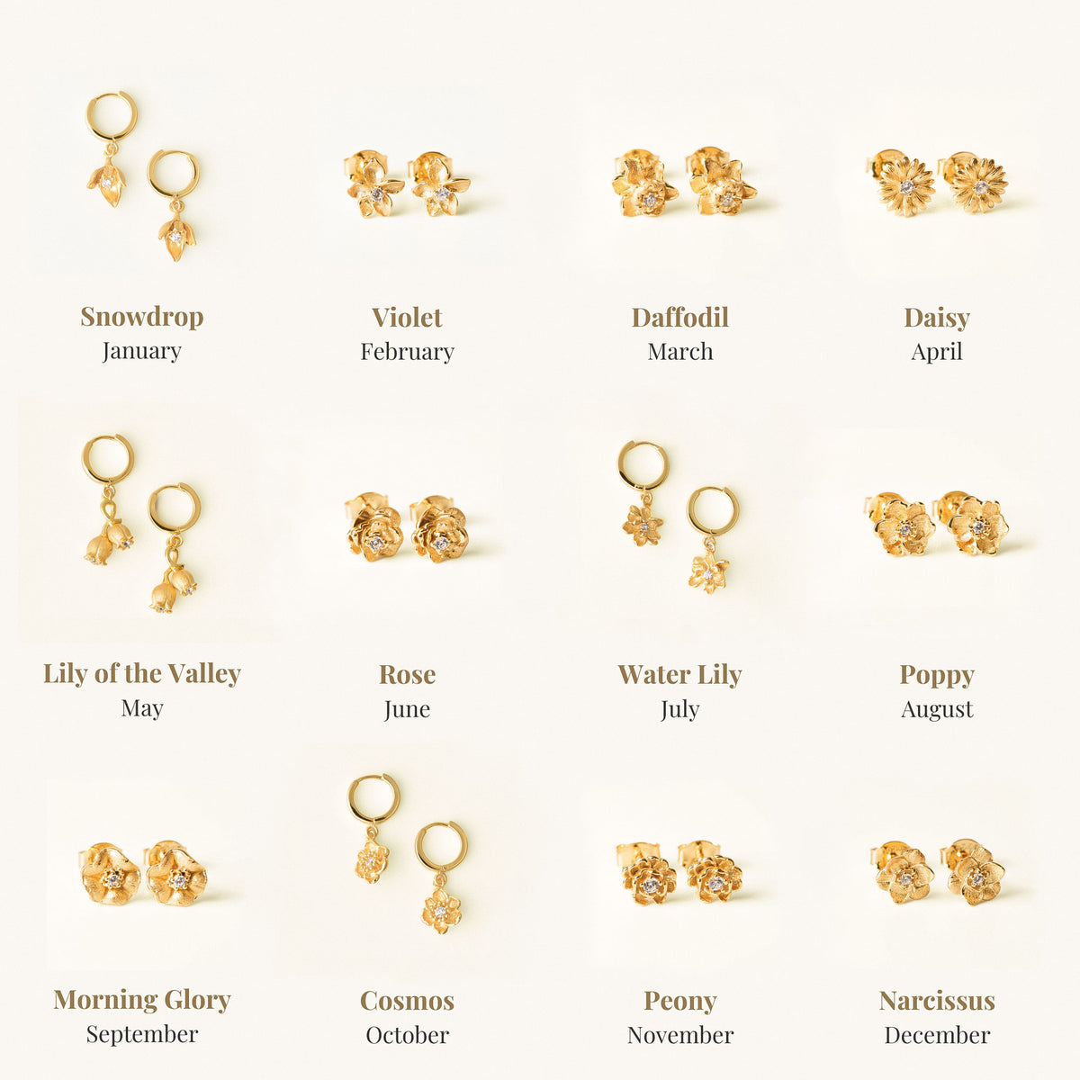 Narcissus Birth Flower Earrings - December product image 4 By Lumine