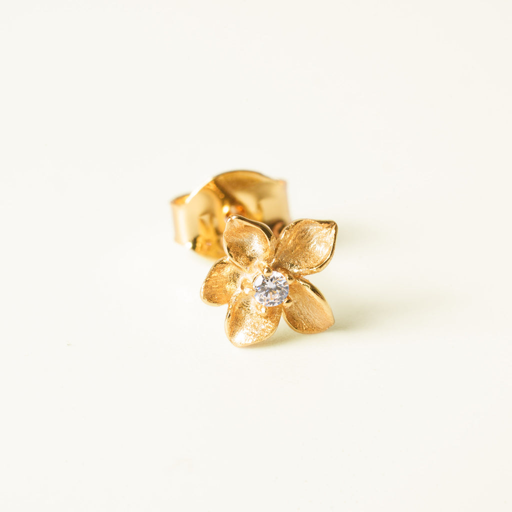 Violet Birth Flower Earrings - February styled view By Lumine